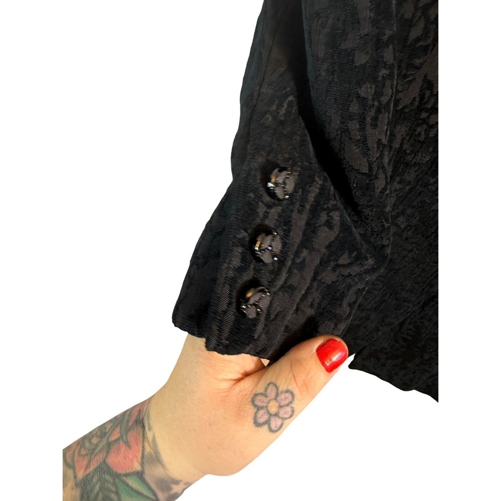 Vintage Y2k Tribal Black Textured Jacquard Blazer Coat Women Size 6 - Picture 3 of 6